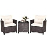 GIANTEX Rattan Gartenmöbel Set, Balkonmöbel Kleiner Balkon, Lounge...