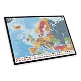 itenga Schreibtischunterlage EUROPA abwischbar rutschfest glatt 40x53cm...
