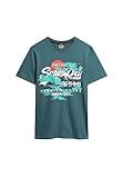 Superdry Herren Japanisches Vl Graphic T-Shirt, Blaue Flasche, XL