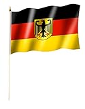 Stockflagge/Stockfahne DEUTSCHLAND mit Wappen/Bundesadler Flagge/Fahne ca....