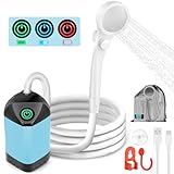 Campingdusche Mit Pumpe, Camping Dusche Mit Wiederaufladbarem 7800mah Akku...