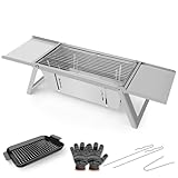 E EASTSTORM Barbecue Grill Klein Edelstahl Holzkohlegril Klappgrill Tragbar...