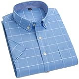 FOLKFOLD Herren Lässiges Kariertes Baumwolle Oxford-Stoff Kurzarmhemd D501...