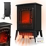 Juskys Elektrokamin 2000 W – Schwarz, elektrischer Standkamin mit...