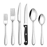 Besteck Set 12 Personen, 72-teiliges Edelstahl Besteckset mit Steakmesser,...