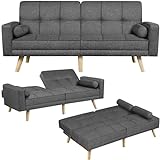 Yaheetech Klappsofa mit Schlaffunktion Schlafsofa Couch mit Verstellbarer...