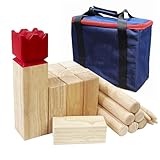 Kubb Spiel-Wurfspiel- Hartholz Wikinger Spiel-Premium Kautschukholz...