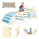 Puecrof 7-in-1 Montessori Kletterdreieck mit Kissen – Holz...