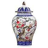 Pastell Ingwerglas Vase Pfirsich Keramik Tempel Glas Vase mit Deckel Antike...