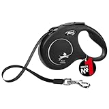 flexi® Classic S Gurt 5 m schwarz, Roll-Leine für Hunde bis 15 kg