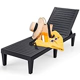 GYMAX Sonnenliege mit 5-Fach Verstellbarer Rückenlehne, Gartenliege aus...