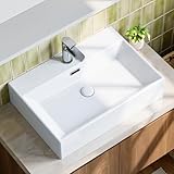Waschbecken Waschtisch aus Keramik - 60 x 42 x 14cm - Aufsatzwaschbecken...
