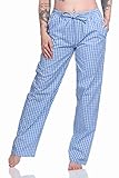 Damen Schlafanzug Pyjama Hose lang gewebt aus Baumwolle - ideal zum...