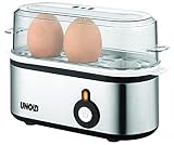 UNOLD 38610 Eierkocher Mini, Edelstahgehäuse, Eiereinsatz mit Griff für 1...