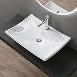 doporro Waschbecken 60x44x18cm Hängewaschbecken aus Keramik weiß inkl....