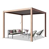 PRIMEYARD Pergola 3x3 m Aluminium-Pfosten in Holzoptik mit Lamellendach aus...