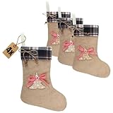 com-four® 4X Jute Nikolausstrumpf - Weihnachtssocke für Kinder und...