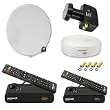 PremiumX Satelliten-Komplettanlage für 2 Teilnehmer 60cm...