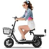 E-Scooter für Erwachsene – Elektroroller mit Blinkern, Dual-Federung...