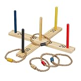Relaxdays Ringwurfspiel, Holzwurfspiel für Kinder & Erwachsene, Ringe...