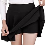DJT Damen Mädchen Basic Solid Dehnbaren Informell Mini Skater Rock mit...