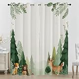 Generisch 3D Waldtiere Vorhänge, Aquarell Vorhang mit ösen 2er Set,...