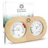 NORDHOLZ® Sauna Thermometer Hygrometer Holz - Präzise und leicht...