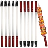 10 Stücke Flache Grillspießen Edelstahl mit Holzgriffen，60cm...