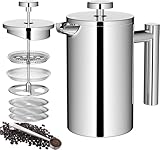 Wrobic Französische Presse Kaffeemaschine, 600ml Edelstahl Französische...