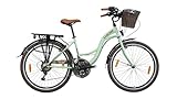 LUCHS 24' 26' 28' Zoll Feline Citybike mit Rattankorb – Hollandrad 21...