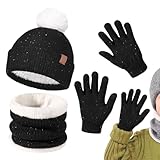 Weqizuerqi Set aus Mütze, Schal und Handschuhen für den Winter |...