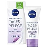 NIVEA Beruhigende Tagespflege 24h Feuchtigkeit LSF 15, parfumfreie...