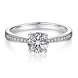 MomentWish Verlobungsring Damen, 1 Karat Moissanit Diamant Ring Damen, VVS1...