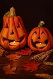 khevga Kürbis Deko Keramik: Windlicht Herbstdeko im 2er Set Halloween...