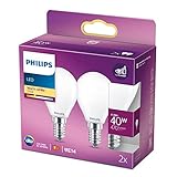 Philips LED Classic E14 Lampen 2er Pack (40 W), matte LED Lampen mit...
