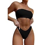 TOEECY Bikini Set Damen Trägerlos Badeanzüge Bademode Zweiteiliger...