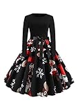 EFOFEI Damen Brautjungfernkleid Petticoat Lange Kurzarm Kleid Vintage Retro...