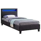 CARO-Möbel Polsterbett Mandalay mit LED Beleuchtung Einzelbett Lederbett...