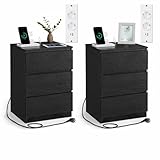 VASAGLE Kailyn Kollektion - Nachttisch mit Steckdosenleiste, 2er Set,...