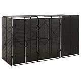 Chaduof Mülltonnenbox für 3 Tonnen Schwarz 207x80x117 cm Poly Rattan,...