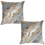 Glslmznq Kissenbezug 40x40 2er Set Marmor Weiß Kissenbezüge Sofakissen...