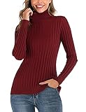 Enjoyoself Damen Gerippter Rollkragenpullover Feinstrick Elegant Langarm...