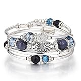 FULU AUTUMN Damen Boho Armband mit Mehrschichtiges Perlen Silber...