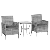 Amopatio Rattan Gartenmöbel Set, Balkonmöbel Set Kleiner 3 teilig,...