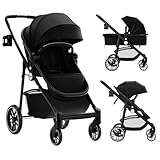 COSTWAY 2 in 1 Kinderwagen faltbar, Kombikinderwagen mit umkehrbarem Sitz &...