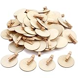 50 Stück Klammern Adventskalender,48 mm Holzklammern Rund,Holzklammern zum...