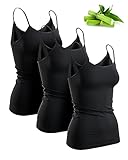 Basic Treasure 3er-Pack Unterhemden Damen (Schwarz, M), Spaghettiträger...