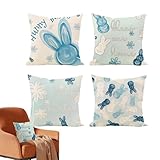 Generisch Easter Pillow Covers - Spring Rabbit Cushion Cover 45x45cm,4...