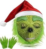 MEDOUTONG Green Mask,Green Monster Mask Deko Weihnachten,Weihnachtsmütze...