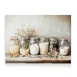 Dazzlewall Bauernhof Küche Wandbild, Rustikale Vintage Mason Jar Gewürz...